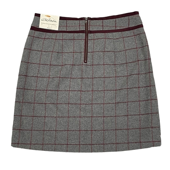 NWT Bob Timberlake Grey & Maroon Plaid Wool Blend Mini Skirt Clueless Vi… - Picture 2 of 12